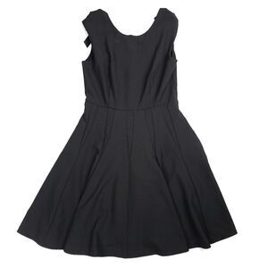 HAVVA Ballet Bow Back Tailored Seam Fit and Flare Mini Dress Black Minimal Small